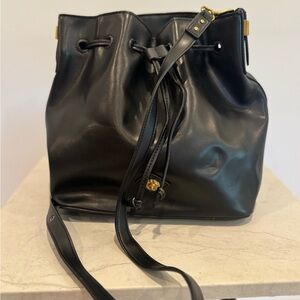 Anne Klein Black and Gold Shoulder Bag with Bucket Style